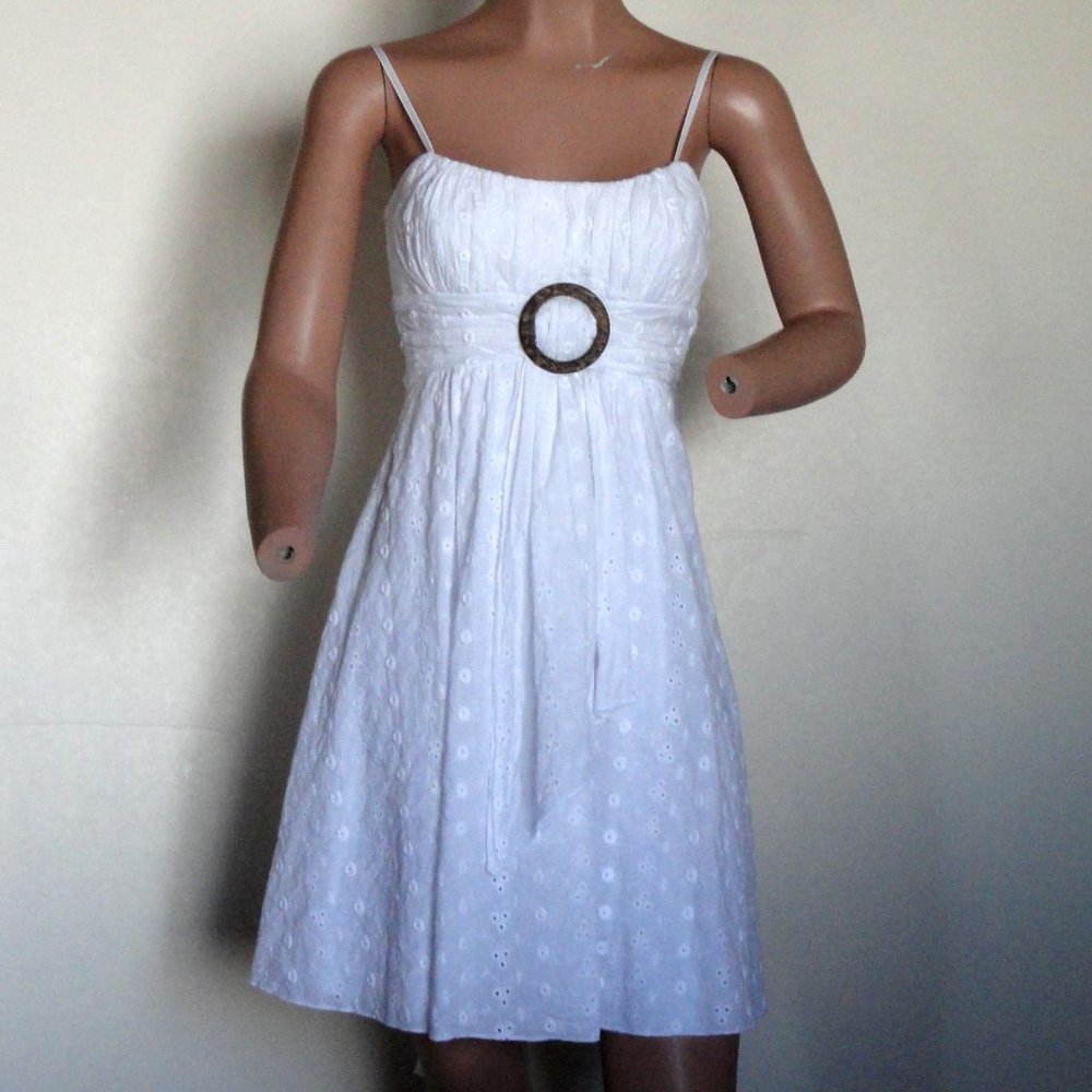 Ruby Rox White Eyelet Spaghetti Strap Sun Dress S